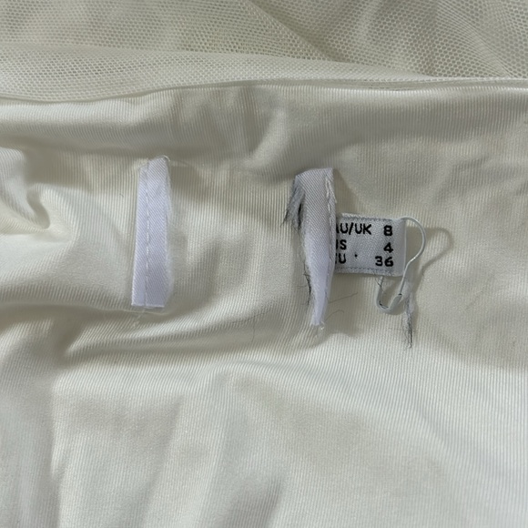 Princess Polly Charvi White Square Neck Puff Sleeve
Ruched Mesh Overlay Dress - Picture 10 of 12